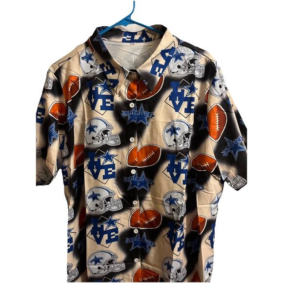 Game Day Football Novelty Team Hawaiian Button Down Shirt Unisex Adults 2XL - Picture 2 of 7